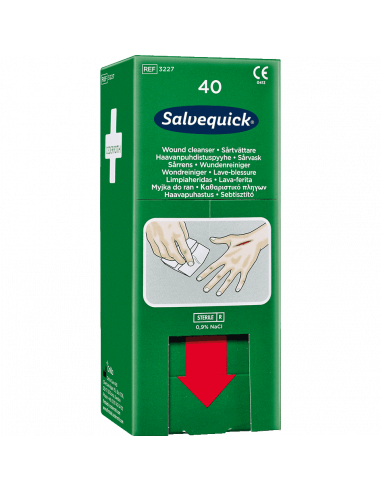 Salvequick dispenser met 40 wondreinigingsdoekjes