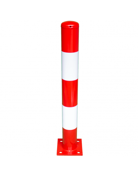 Rampaal met voetplaat, verzinkt staal, rood wit