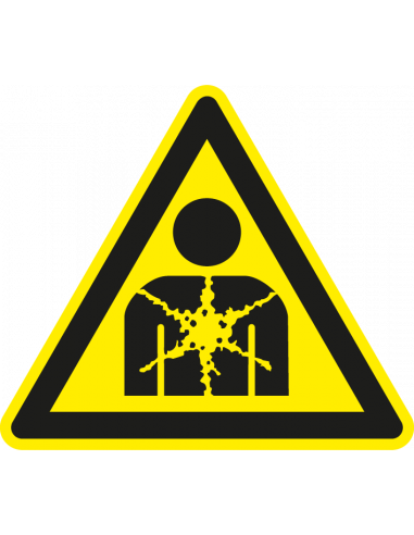Waarschuwingssticker gezondheidsgevaar, ISO 7010, W071, driehoek, gezondheidsgevaar symbool, geel zwart