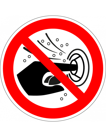 Verboden vinger in sproeiknop te steken bord, kunststof, P070, rood wit, rond, hand pictogram
