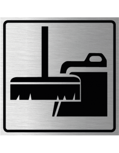 Stoffer & blik bord, geborsteld aluminium