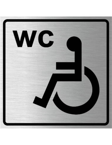 Invalide WC bordje, geborsteld aluminium, invalide symbool