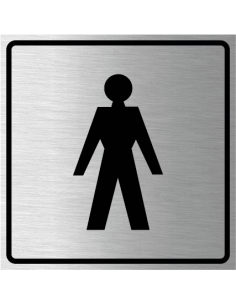 Toilet heren bordje, geborsteld aluminium, vierkant, man symbool