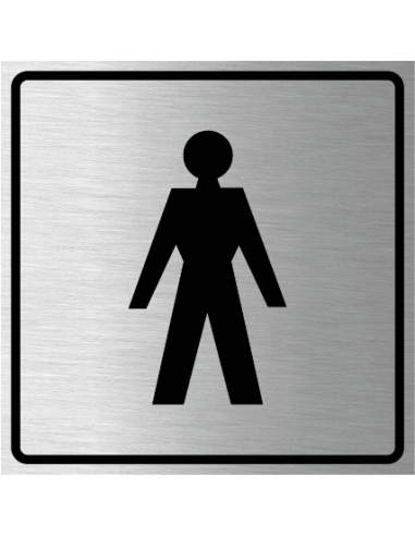 Toilet heren bordje, geborsteld aluminium, vierkant, man symbool