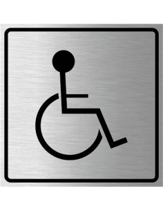 Rolstoel bordje, geborsteld aluminium, vierkant, rolstoel symbool