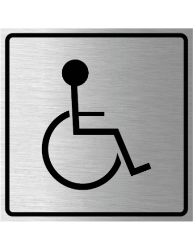 Rolstoel bordje, geborsteld aluminium, vierkant, rolstoel symbool