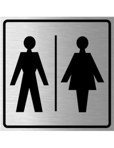 Gezamenlijk toilet bordje, geborsteld aluminium, vierkant