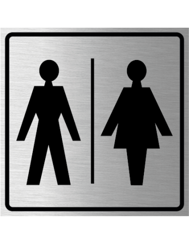 Gezamenlijk toilet bordje, geborsteld aluminium, vierkant