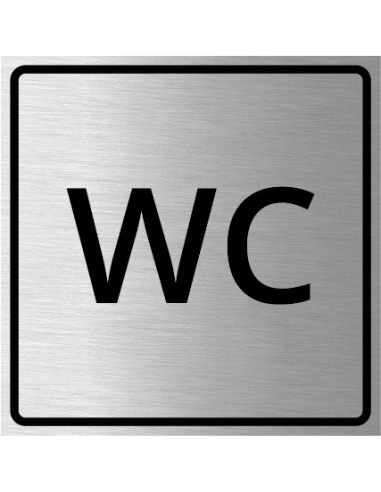 WC bordje, geborsteld aluminium, wit, vierkant, tekst WC