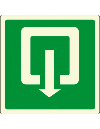 Lichtgevende uitgang sticker, groen geel, vierkant, uitgang logo, lichtgevend