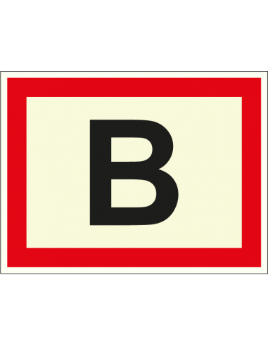 Bovengrondse brandkraan bord 'B', kunststof langnaschijnend, geel rood, rechthoek