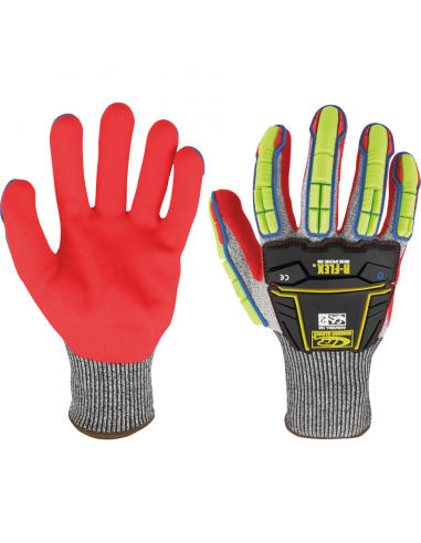 Ringers R 065 snijbestendige handschoenen, rood grijs zwart geel