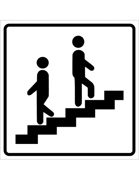 Trap omhoog en omlaag bord, kunststof, wit zwart, vierkant