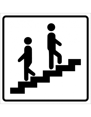 Trap omhoog en omlaag sticker, wit zwart , vierkant