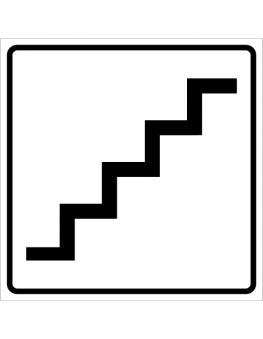 Trap omhoog sticker, wit zwart, vierkant