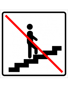 Trap omhoog verboden bord, kunststof, wit zwart, vierkant