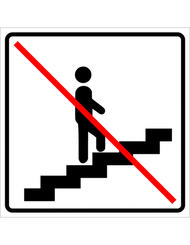 Trap omhoog verboden bord, kunststof, wit zwart, vierkant