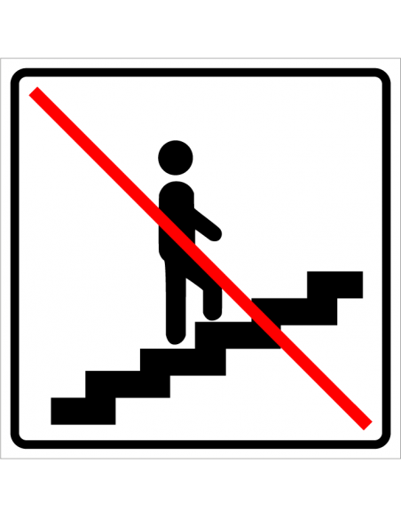 Trap omhoog verboden bord, kunststof, wit zwart, vierkant