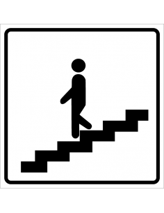 Trap omlaag bord, kunststof, wit zwart