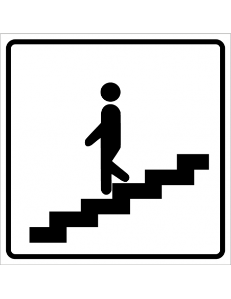 Trap omlaag bord, kunststof, wit zwart