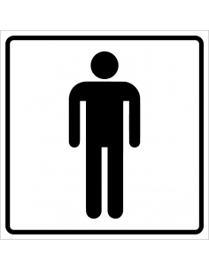 Heren toilet bordje, kunststof, wit, zwart, wc