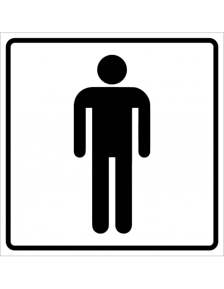 Heren toilet bordje, kunststof, wit, zwart, wc