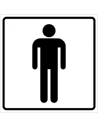 Toilet heren sticker, wit, vierkant