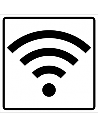 WiFi pictogram bord, kunststof, vierkant, zwart wit, pictogram wifi