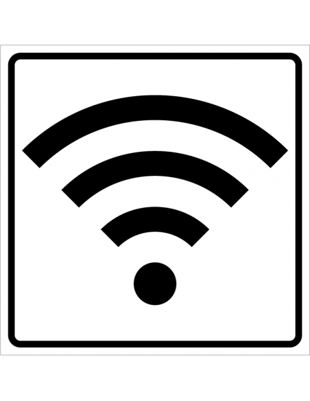 WiFi pictogram bord, kunststof, vierkant, zwart wit, pictogram wifi