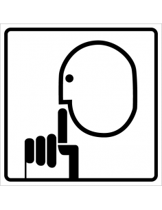 Stilte sticker, wit zwart, vierkant