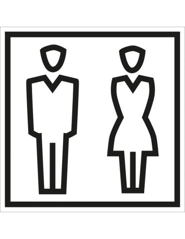 Gezamenlijk toilet sticker, wit zwart, vierkant