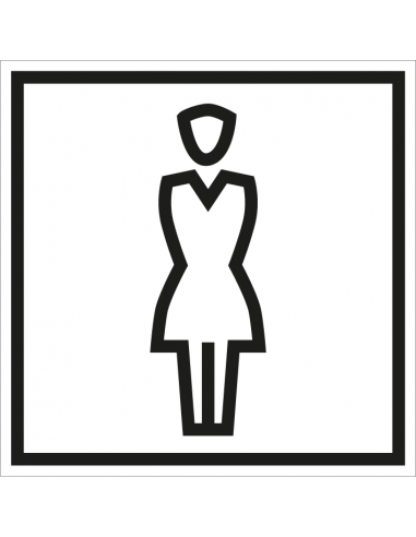 WC dames sticker, wit zwart, vierkant