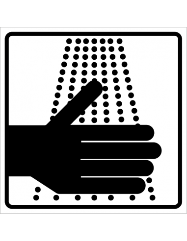 Handen wassen verplicht pictogram bord, kunststof, zwart, blauw, hand wassen symbool, vierkant