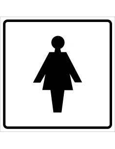 Toilet dames sticker, wit, vierkant