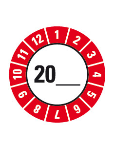 Keuringssticker voor basisetiket, jaartal zelf in te vullen, 25 mm, 21 stuks per vel
