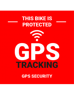 GPS protected sticker, rood wit, Engelse tekst, vierkant