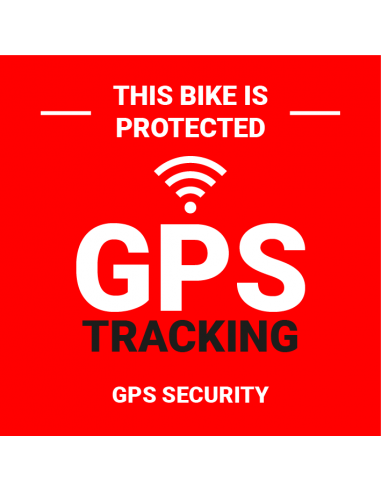 GPS protected bord, rood wit, Engelse tekst, vierkant
