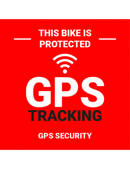 GPS protected bord, rood wit, Engelse tekst, vierkant