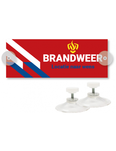 Autobordje brandweer naar wens, kunststof, met zuignapjes en boorgaten