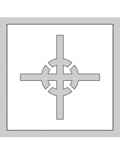 Spuitsjabloon zwaartepunt - dibond, wit, vierkant, symbool zwaartepunt