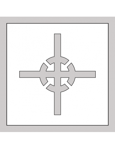Spuitsjabloon zwaartepunt - dibond, wit, vierkant, symbool zwaartepunt