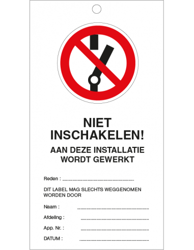 Niet inschakelen veiligheidslabel, per 10 stuks