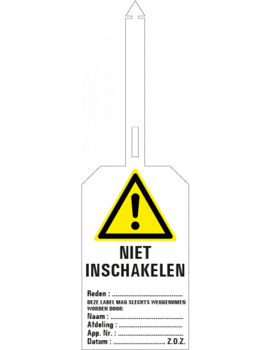 Niet inschakelen waarschuwingstag, 85 x 275 mm