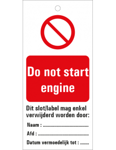 Do not start engine waarschuwingslabel