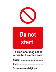 Do not start waarschuwingslabel