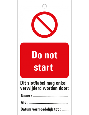 Do not start waarschuwingslabel