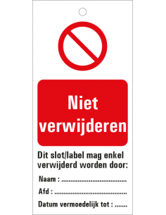 Niet verwijderen waarschuwingslabel