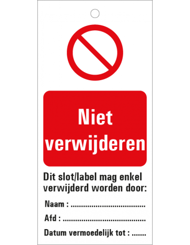 Niet verwijderen waarschuwingslabel