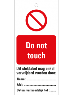 Do not touch waarschuwingslabel