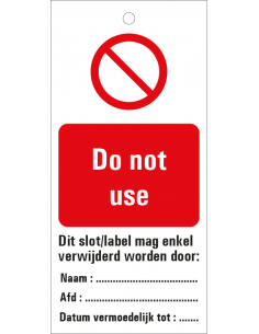 Do not use waarschuwingslabel